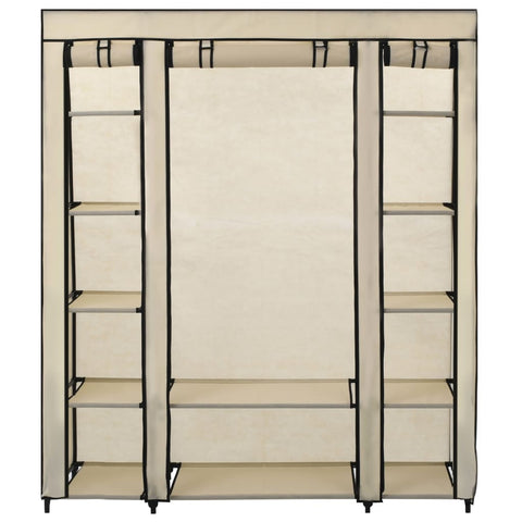 vidaXL Wardrobe with Compartments and Rods Cream 150x45x176 cm Fabric