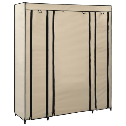 vidaXL Wardrobe with Compartments and Rods Cream 150x45x176 cm Fabric