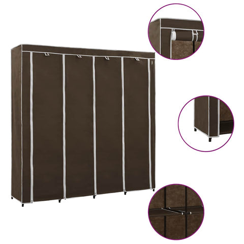 vidaXL Wardrobe with 4 Compartments Brown 175x45x170 cm