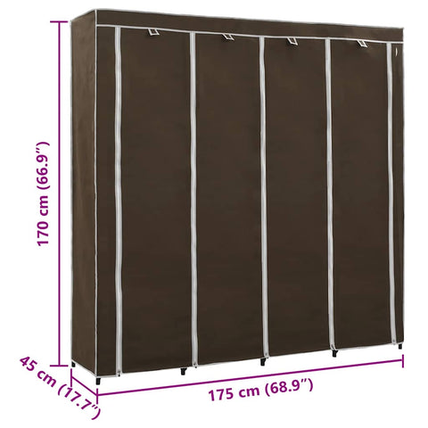 vidaXL Wardrobe with 4 Compartments Brown 175x45x170 cm