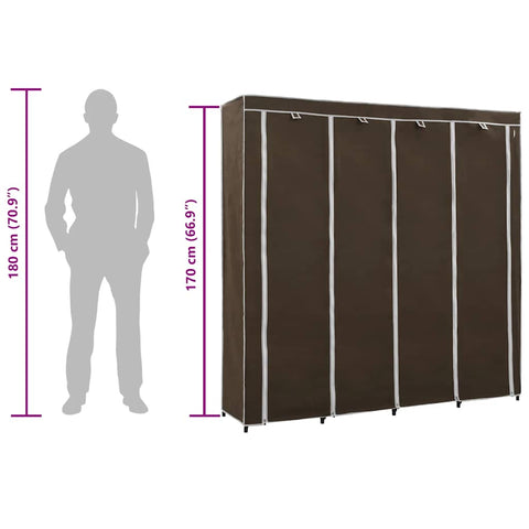 vidaXL Wardrobe with 4 Compartments Brown 175x45x170 cm