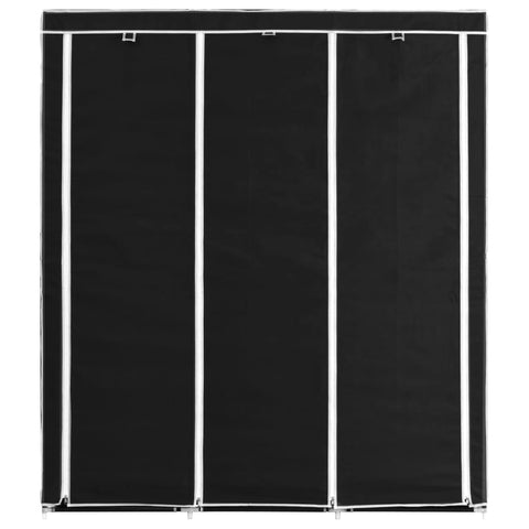 vidaXL Wardrobe with Compartments and Rods Black 150x45x175 cm Fabric