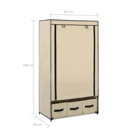 vidaXL Wardrobe Cream 87x49x159 cm Fabric