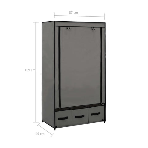 vidaXL Wardrobe Grey 87x49x159 cm Fabric