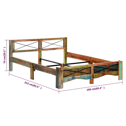 vidaXL Bed Frame without Mattress Solid Reclaimed Wood 160x200 cm