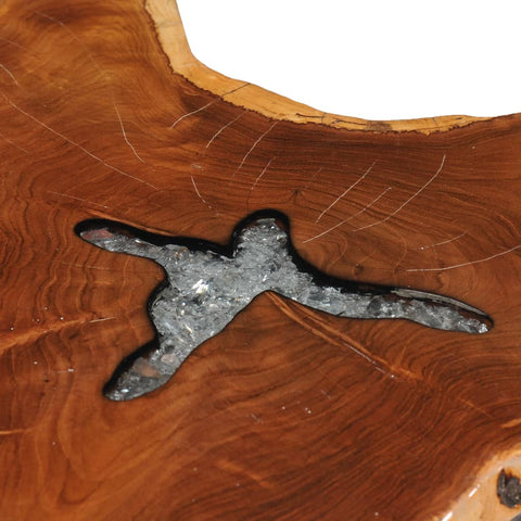 vidaXL Coffee Table 70x45 cm Solid Teak Wood and Polyresin