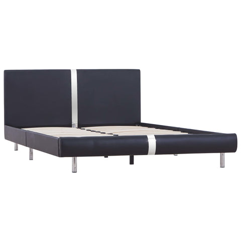 vidaXL Bed Frame without Mattress Black Faux Leather 135x190 cm Double