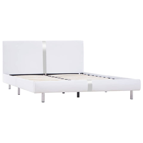 vidaXL Bed Frame without Mattress White Faux Leather 135x190 cm Double