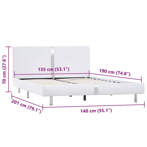 vidaXL Bed Frame without Mattress White Faux Leather 135x190 cm Double