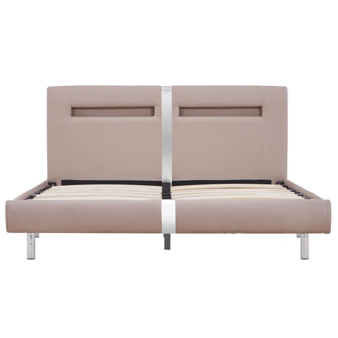 vidaXL Bed Frame with LED without Mattress Cappuccino 135x190 cm Double