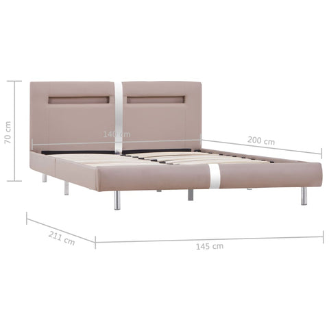 vidaXL Bed Frame with LED without Mattress Cappuccino 135x190 cm Double