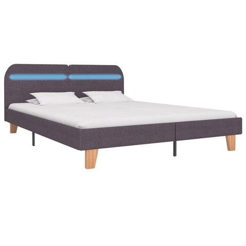 vidaXL Bed Frame with LED without Mattress Taupe Fabric 150x200 cm King Size