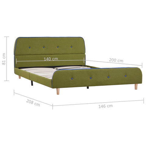 vidaXL Bed Frame without Mattress Green Fabric 135x190 cm Double