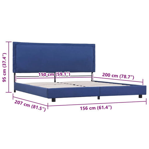vidaXL Bed Frame without Mattress Blue Fabric 150x200 cm King Size