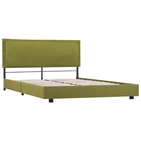 vidaXL Bed Frame without Mattress Green Fabric 135x190 cm Double