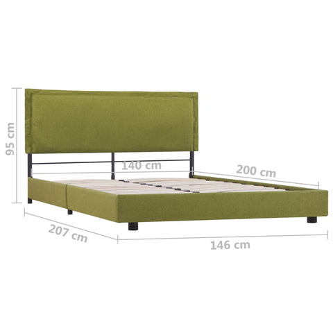 vidaXL Bed Frame without Mattress Green Fabric 135x190 cm Double