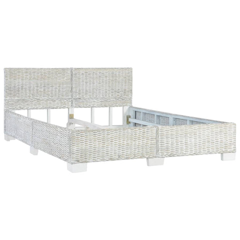 vidaXL Bed Frame without Mattress Grey Natural Rattan 140x200 cm