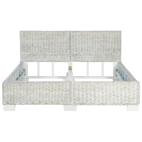 vidaXL Bed Frame without Mattress Grey Natural Rattan 140x200 cm