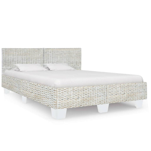 vidaXL Bed Frame without Mattress Grey Natural Rattan 160x200 cm