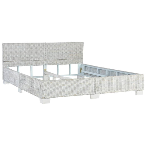 vidaXL Bed Frame without Mattress Grey Natural Rattan 160x200 cm