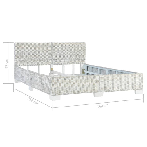 vidaXL Bed Frame without Mattress Grey Natural Rattan 160x200 cm