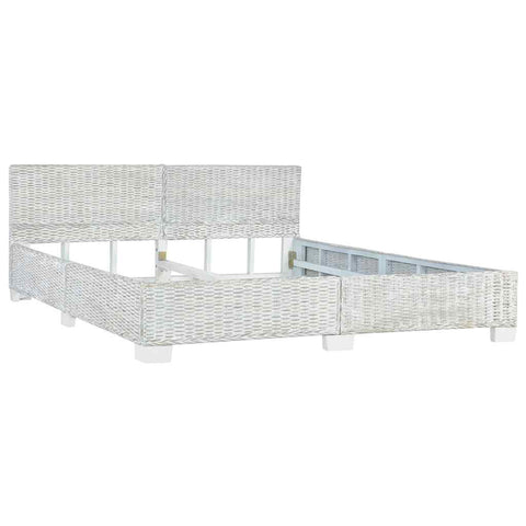 vidaXL Bed Frame without Mattress Grey Natural Rattan 180x200 cm Super King