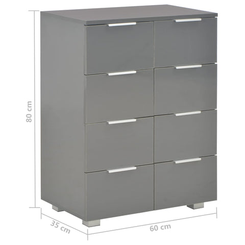 vidaXL Sideboard High Gloss Grey 60x35x80 cm Engineered Wood