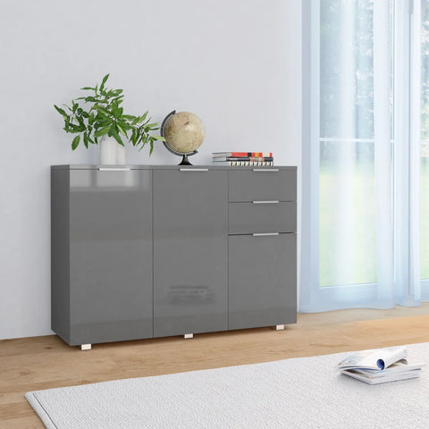vidaXL Sideboard High Gloss Grey 107x35x80.5 cm