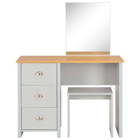 vidaXL Dressing Table with Mirror and Stool Grey 104x45x131 cm