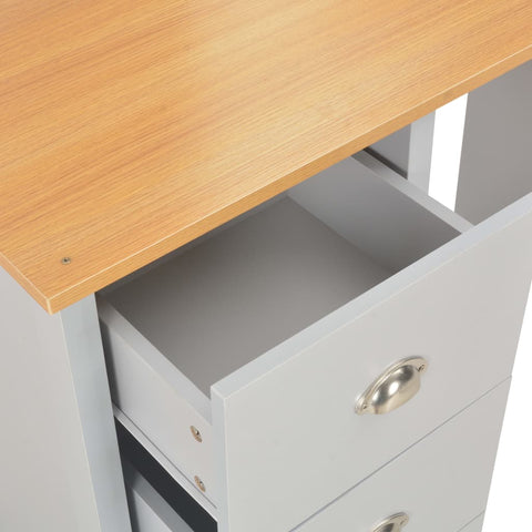 vidaXL Dressing Table with Mirror and Stool Grey 104x45x131 cm