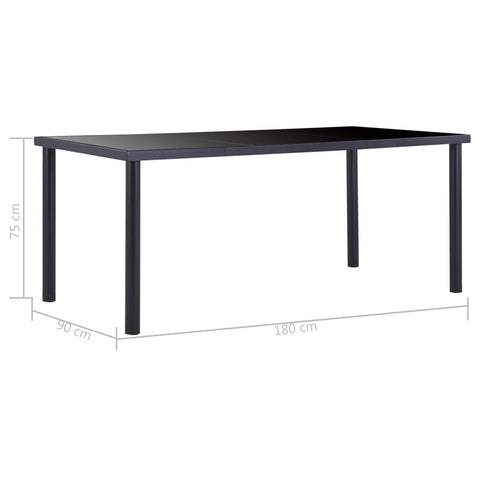 vidaXL Dining Table Black 180x90x75 cm Tempered Glass