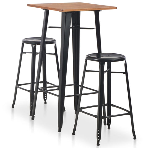 vidaXL 3 Piece Bar Set Steel Black