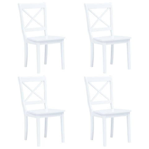 vidaXL 5 Piece Dining Set Solid Rubber Wood White