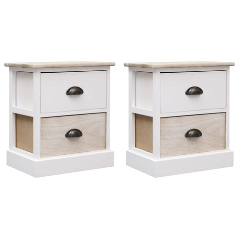 vidaXL Nightstands 2 pcs White and Natural 38x28x45 cm Paulownia Wood