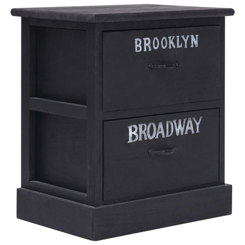 vidaXL Nightstand Black 38x28x45 cm Paulownia Wood