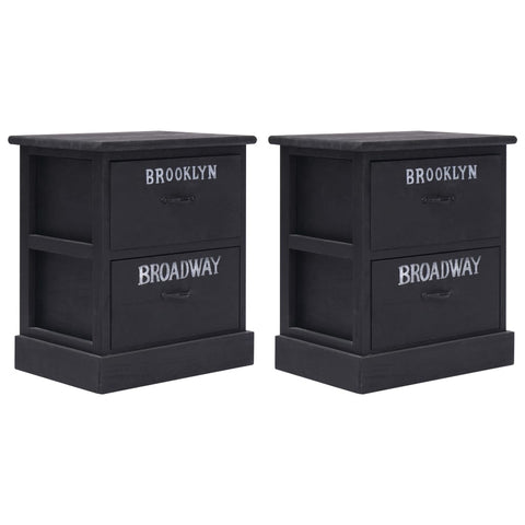 vidaXL Nightstands 2 pcs Black 38x28x45 cm Paulownia Wood
