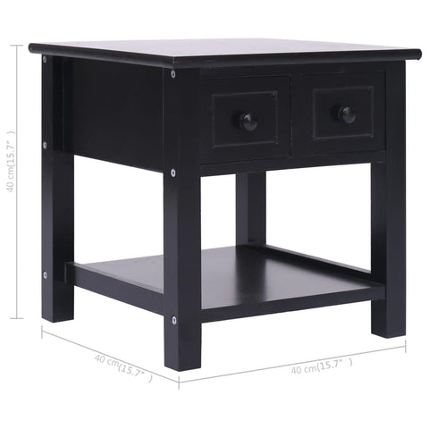 vidaXL Side Table Black 40x40x40 cm Paulownia Wood
