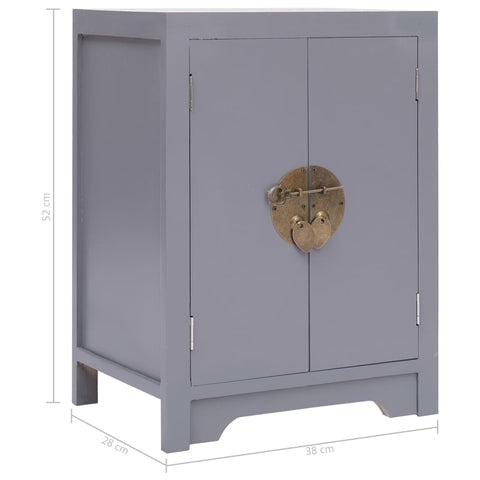 vidaXL Bedside Cabinet Grey 38x28x52 cm Paulownia Wood