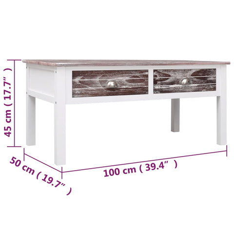 vidaXL Coffee Table Brown 100x50x45 cm Wood