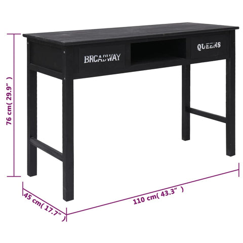 vidaXL Console Table Black 110x45x76 cm Wood