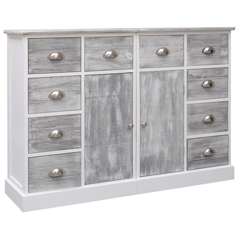 vidaXL Sideboard with 10 Drawers Grey 113x30x79 cm Wood
