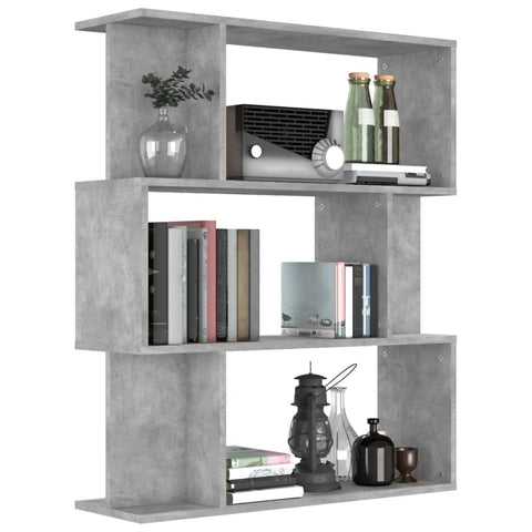 vidaXL Book Cabinet/Room Divider Concrete Grey 80x24x96 cm Engineered Wood