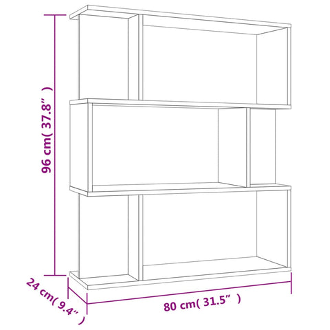 vidaXL Book Cabinet/Room Divider Concrete Grey 80x24x96 cm Engineered Wood
