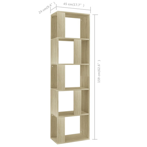 vidaXL Book Cabinet/Room Divider Sonoma Oak 45x24x159 cm Engineered Wood