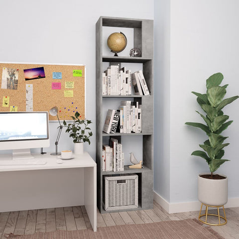 vidaXL Book Cabinet/Room Divider Concrete Grey 45x24x159 cm Engineered Wood