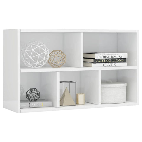 vidaXL Book Cabinet/Sideboard High Gloss White 50x25x80 cm Engineered Wood