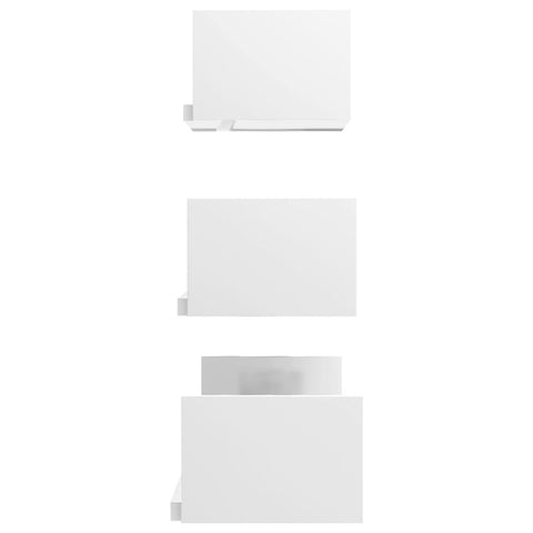 vidaXL Wall Display Shelf 3 pcs High Gloss White Engineered Wood