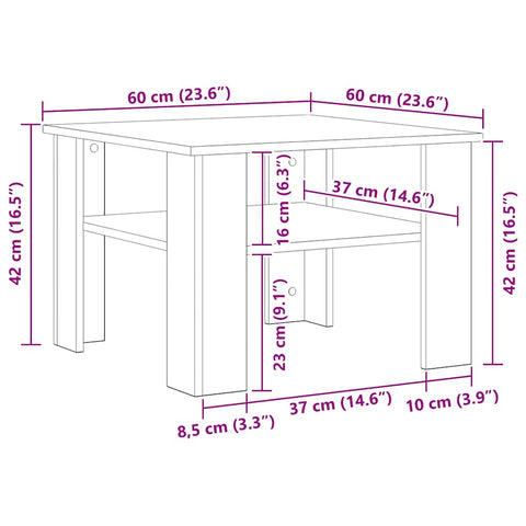 vidaXL Coffee Table Black 60x60x42 cm Engineered Wood