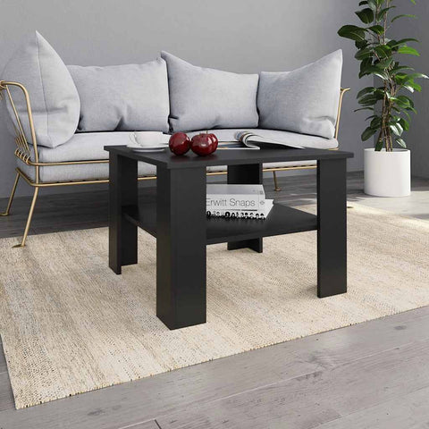 vidaXL Coffee Table Black 60x60x42 cm Engineered Wood