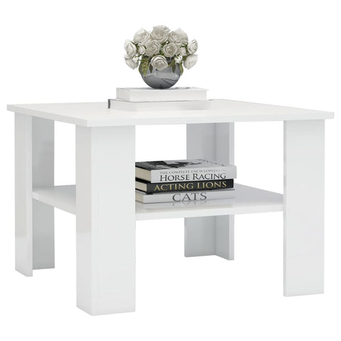 vidaXL Coffee Table High Gloss White 60x60x42 cm Engineered Wood